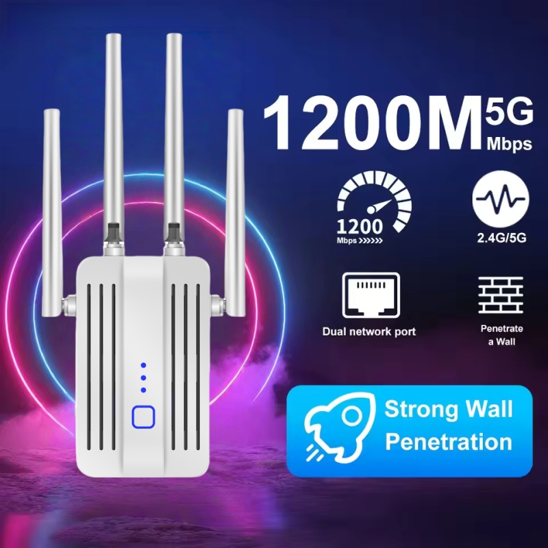 Home Security And Internet - Extensor repetidor WiFi de 1200Mbps, 2,4G/5GHz,