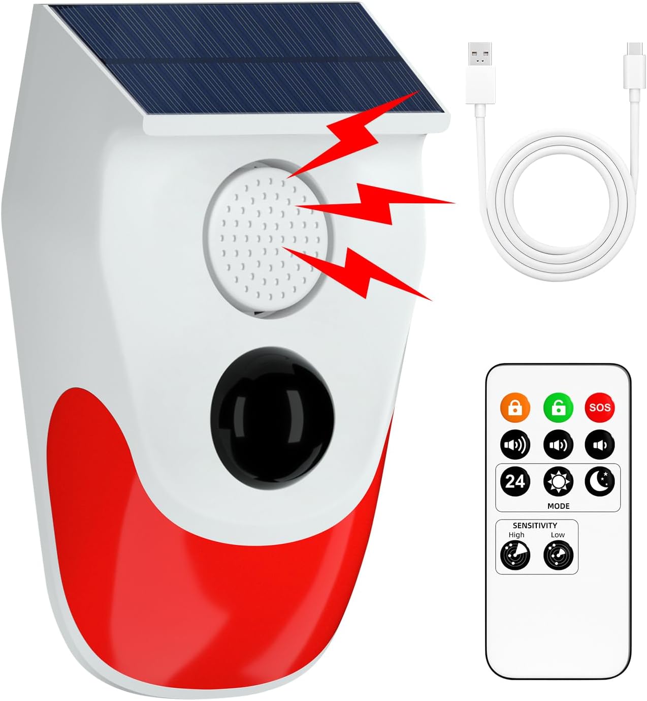 Home Security Siren - Alarma Solar para exteriores con Sensor