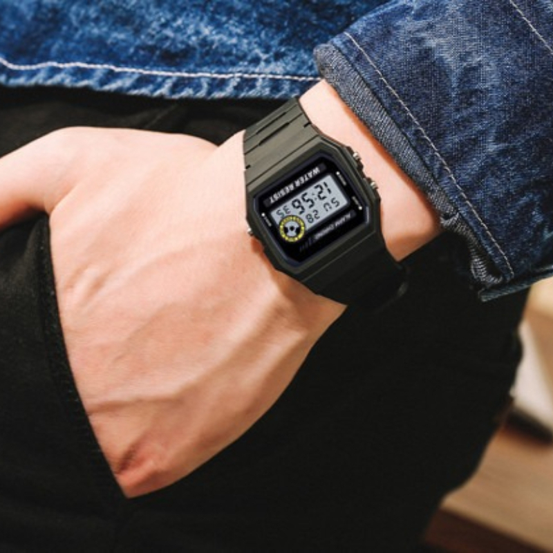 Home Security Electronics - Reloj Deportivo Digital Multifuncional Cuadrado para
