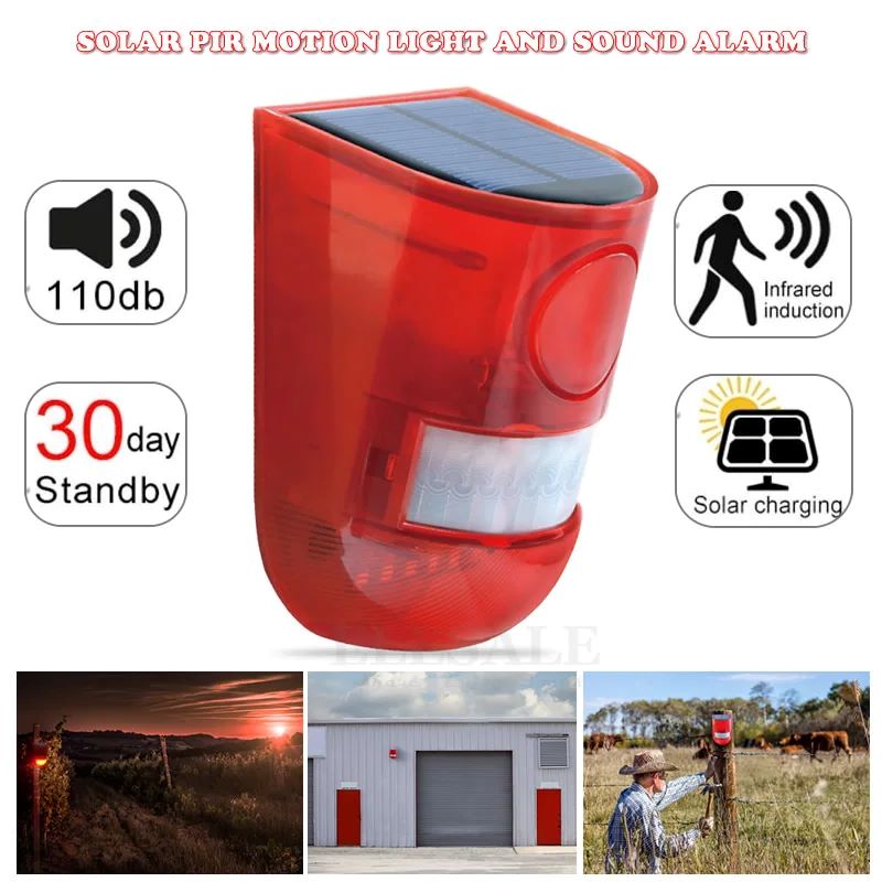 Home Security Siren - Luz de Alarma Solar Impermeable con