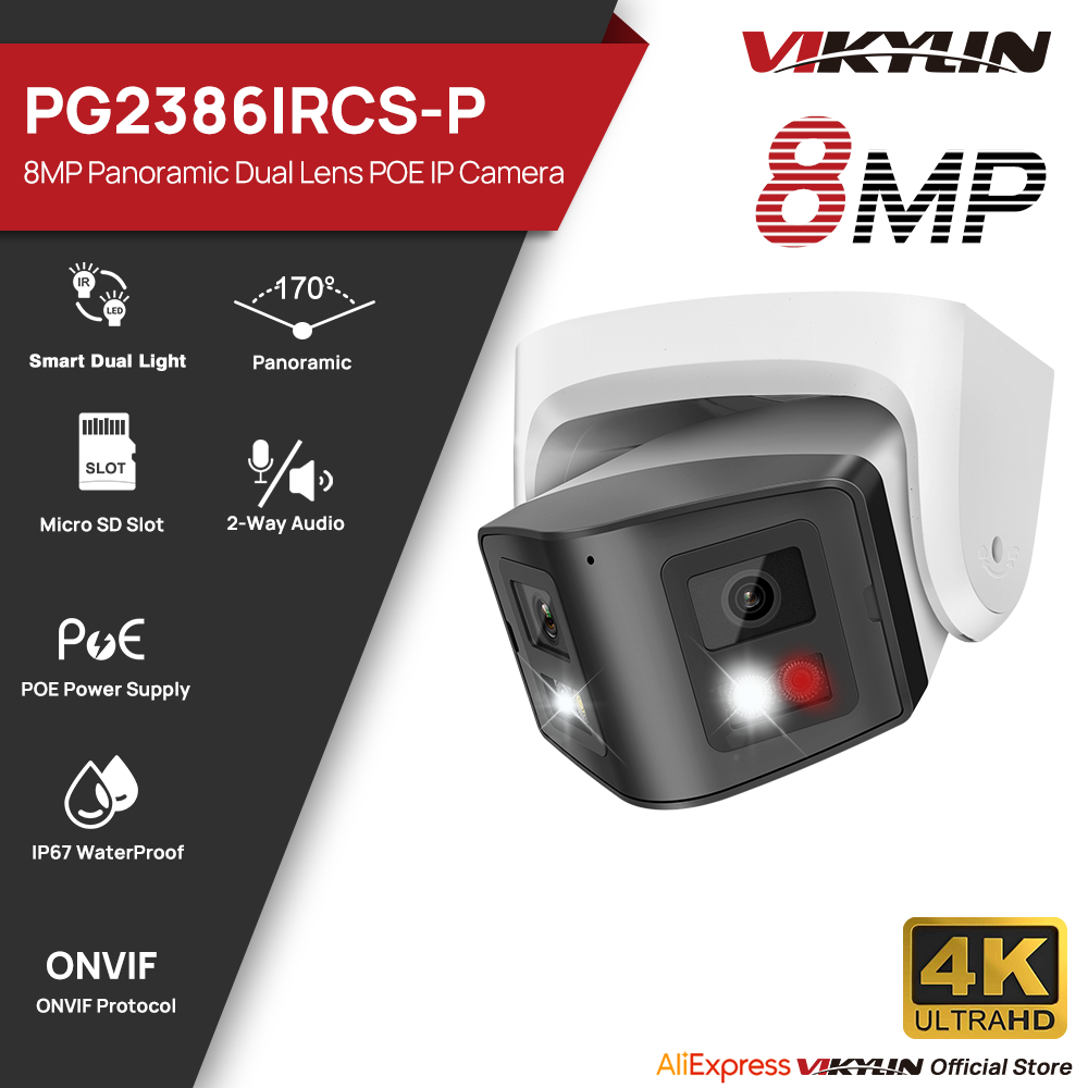 Home Security System Hikvision - Vikylin-cámara IP panorámica inteligente de 8MP