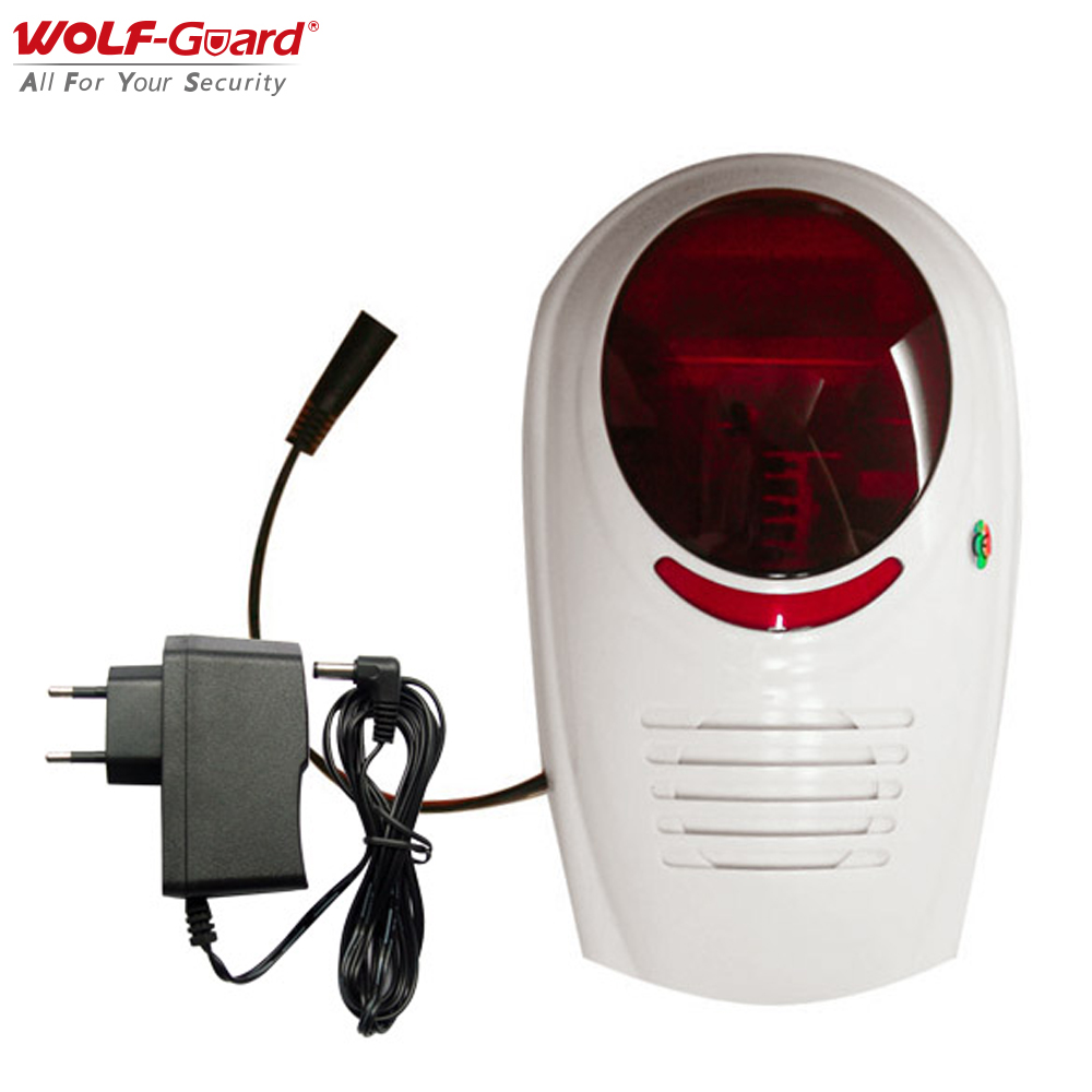 Home Security Siren - Wolf-Guard-sirena intermitente de sonido inalámbrico, 433MHz,