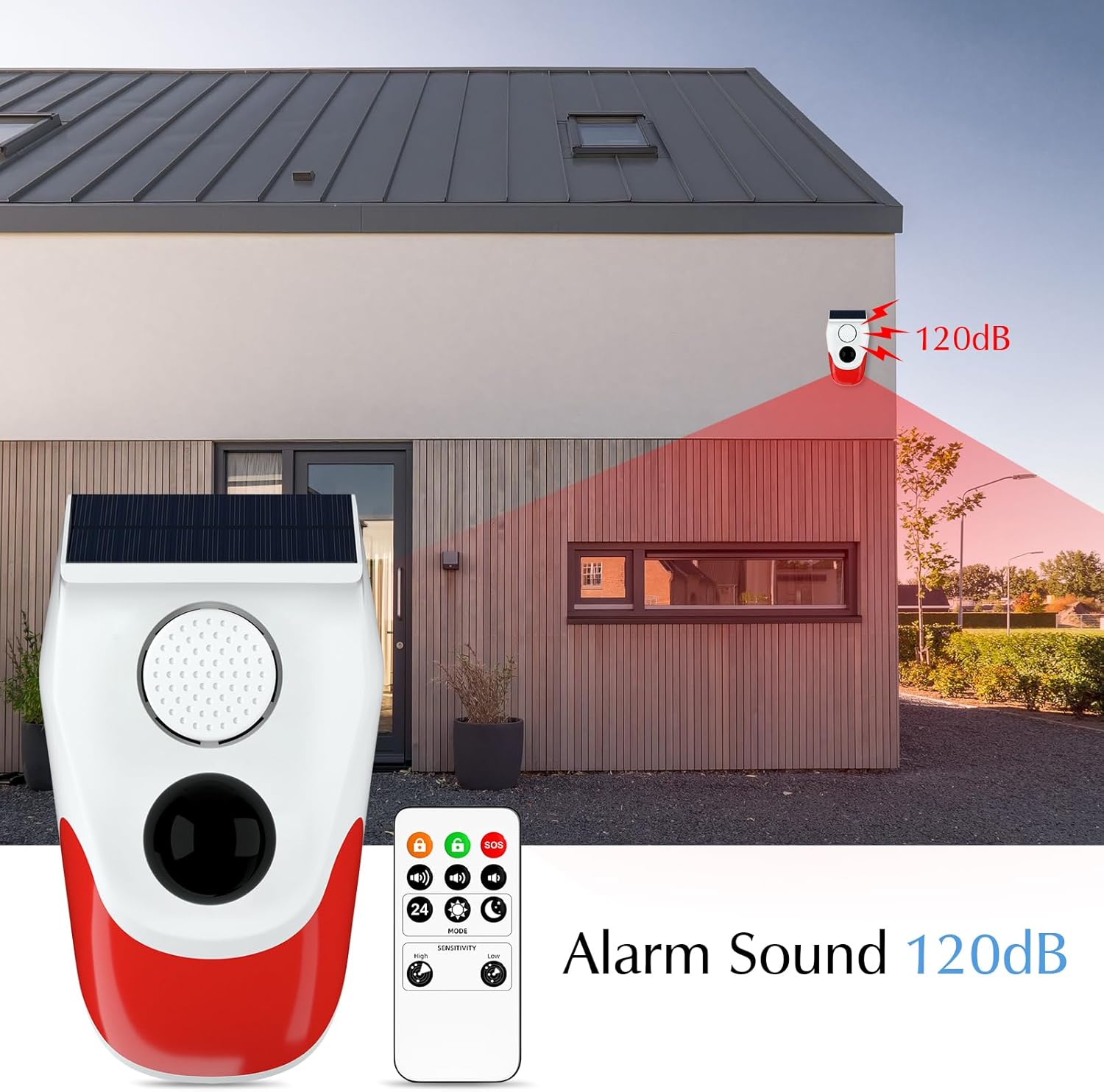Alarma Solar para exteriores c - Home Security Siren reseña y precio